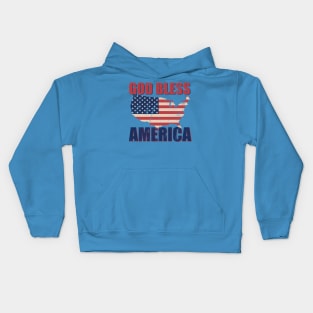 God Bless America US Flag Map Distressed Patriotic Art Kids Hoodie